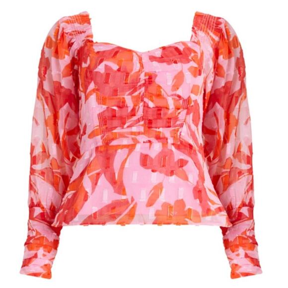 NWT FRENCH CONNECTION Ally Dinah Sweetheart Neck Top Sz 6 Rosebloom - Picture 2 of 9